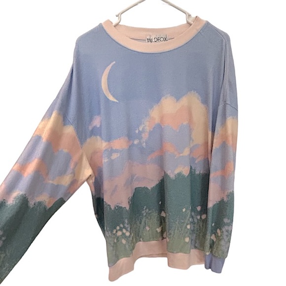 Wildfox Lavender Fields Roadtrip Oversized Sweatshirt Size Small - Picture 3 of 9